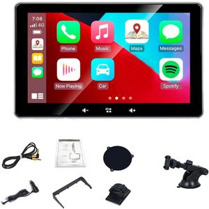 Portable Car Stereo for Carplay and Android, 2.5D IPS HD Touch Screen Car Radio with Bluetooth Mp5 Player/Mirror Link/FM Radio/AUX in/USB/SD/TF