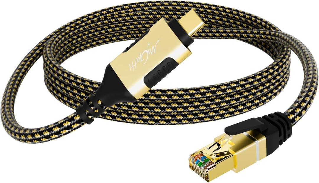 USB C to Ethernet Cable 6 FT, USB 3.0 Type-C to RJ45 Cord, FTP, 1Gbps Shielded Internet LAN Network Cable, Thunderbolt 3/4 Compatible with MacBook Pro, iPhone 16/15 Series, iPad Pro, Dell XPS, More