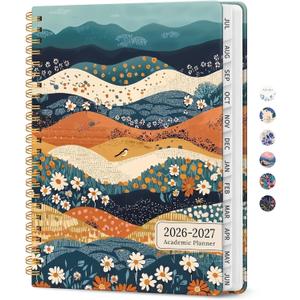 Academic Planner 2026-2027, Monthly & Weekly Jul 2026-Jun 2027 Planner | 6.3" x 8.5" Calendar Planner for Women, Hardcover Pretty Organizer for Women, School Office Home Supplies, Meadow Hills