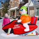 TUANZIHOME 7FT Christmas Inflatable Snowman Motorcycle Decoration, Multi-color, LED Light, Weather Resistant
