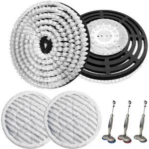4 Pack S7001 Upgraded Steam Mop Replacement Brush Pads, Compatible with Shark S8201/S8001/S7201/S7000 Series Steam and Scrub Mop, Nylon Bristle for Polishing Hard Floors (2 White, 2 Gray)