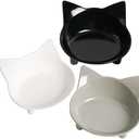 Skrtuan Dog Food Bowl & Cat Bowl  Non-Slip, Wide, Shallow Pet Dish for Whisker Fatigue Relief, Safe Food-Grade for Puppies & Rabbits (3Black+Grey+White)