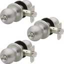 Copper Creek BK2040SS-3 Ball Door Knob, Keyed Entry Function, 3 Pack, in Satin Stainless