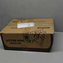 Powools Cat Litter Box - Stainless Steel Litter Box with Lid for Kitty, Metal Base Enclosed Cat Box with Litter Scoop, Elevated Step Box, Activated-Carbon Pack, 17.1" x 13.2" x 15", Grey