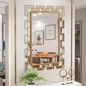 Gold Bathroom Mirror, 28x20 Inch Wall Mirror Decorative Venetian Rectangle Metal Frame Design for Living Room Bedroom Bathroom Entryway