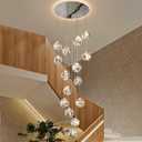 15-Light LED Staircase Chandelier Crystal Ceiling Lights Large Chandeliers for High Ceilings, Entryway Modern Lighting Fixture Villas and Stairs, Adjustable Length 23" W x100 H,75W