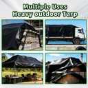 Black Tarps Heavy Duty Waterproof 8x10, 12 Mil Thick, High Durability, Rip and Tear Resistant with Metal Grommets Every 20 Inches