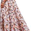 Happy Sailed Long Skirts for Women High Waisted Skirt Boho Sundresses Summer Floral Print Split A Line Maxi Skirt Black X-Large