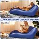 RovPool Inflatable Chair for Adults,Inflatables Chairs with Flocked Surface, Inflatable Lounge Chair with Backrest, Comfort Ergonomic Inflatable Couch,Inflatable Couch for Camping, Blue