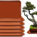 TNTIWQ 6 Pack 12.5 Inch Rectangle Plant Saucers for 7.8 Inch Pots - Indoor Outdoor Drip Tray for Planters - Plastic Planter Water Tray(Terracotta, 12.5"x9"(6pcs))