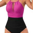 B2prity Women's Slimming One Piece Swimsuits Tummy Control Bathing Suit Halter Swimwear for Big Busted Curvy Woman (X-Large, Z-94)