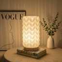 3D Printed Mini Lamp, Small Bedside Lamp with 3-Color Dimmable LED, Small Nightstand Lamp for Tight Spaces, Beautiful Lamp with Wooden Base - Honeycomb (Bubble)