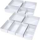 DIMJ Drawer Organizer Clothes, 12 Pack Fabric Closet Organizers and Storage, Foldable Baby Clothes Organizer & Dresser Bin For Nursery, Bedroom, Closet, Socks, Bra, Tie, White