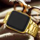 Fullmosa Bands Compatible with Apple Watch Band 41mm 40mm 38mm, Stainless Steel iWatch Band with Case for Apple Watch Series 9 8 7 6 5 4 3 2 1 SE3/2/1, Golden
