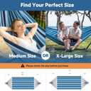 SUNCREAT Hammocks Outdoor Camping Double Hammock, Extra Large 2 Person Hammock for Camping, Blue Stripes
