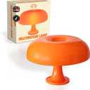 Orange Mushroom lamp, Spring Decor, Cute Table lamp, 3 Light Modes, Wall Plug in, Warmth Adjustable, Power Saving Light Bulbs Included, Light Weight, Durable Design, Warm Reading Light, (Orange)