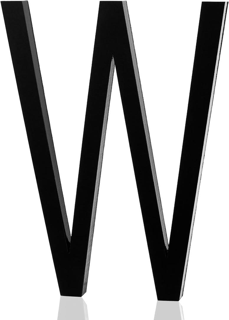 2 x 5 Inch Acrylic Frosted Matte Black Letter W, Adhesive House Letters and Numbers for Outside, Modern House Numbers for Apartment Door Farmhouse Mailbox Office Hotel, Address Numbers and Letters