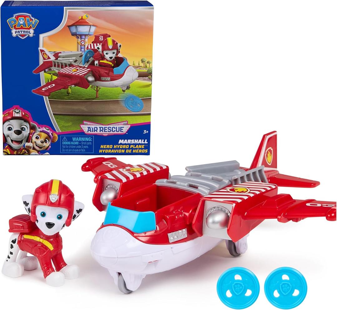 PAW Patrol: Air Rescue Marshall Action Figure & Hero Hydro Airplane Toy with Projectile Launcher & 2 Projectiles, Kids Toys for Boys & Girls Ages 3+