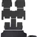 Floor Mats & Trunk Mat for KIA EV9 2024 2025 6-Seats VersionNot Fit for 7-Seats Version, 1st & 2nd & 3rd Rows Full Set with Cargo Liner,TPE All Weather Protection Car Floor Liners-Black