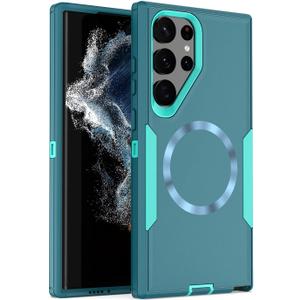 Designed for Samsung Galaxy S25 Ultra Case,Magnetic,Double Drop Protection Heavy Duty,Compatible with MagSafe,Dustproof,No Fading, No Yellowing,for Men Women,Lake Blue