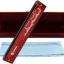 Harmonica Mouth Organ Harp Armonica 24 Hole Key of C Diatonic Polyphonic Blues Harmonica Professional Music Instrument for Students Adults Beginner Gift