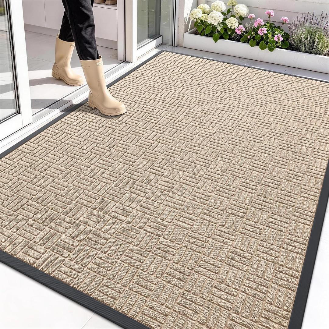 OLANLY Front Door Mat Outside Entrance 71x47, Heavy-Duty Rubber Doormat