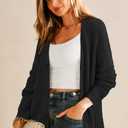 Arach&Cloz Women's Cardigan Sweaters 2025 Fall Mohair Wool Blend Lightweight Button Down Open Front Long Sleeve Cashmere Fashion Oversized Chunky Coats Trendy Business Casual Outfits Black L (Black)