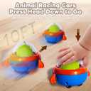 4PCS Animal Press to Go Car Toys for Toddlers 1-3, Push Go Friction Car Toys for 6-18 Months Baby, Animal Space Racing Cars, Infant Play Vehicle Set, Birthday Gifts for 1 Year Old Boy & Girl
