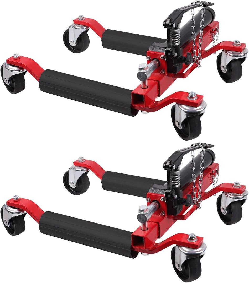 Garvee Car Wheel Dolly Set of 2, 1500 LBS Capacity Car Dolly with Hydraulic Tire Jack for Vehicle Positioning for Truck Rv Trailer, Red