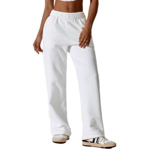 ABOCIW Womens Wide Leg Sweatpants Fleece High Waisted Baggy Sweat Pant Athletic Joggers Lough Pants with Pockets (Small, White)