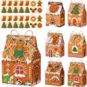 Blulu 60 Set Small Christmas Cookie Boxes with Tags Gingerbread House Gift Box with String Kraft Paper Christmas Treat Boxes Mini Goodie Containers for Xmas Party Packaging Favor Supplies(Brown)