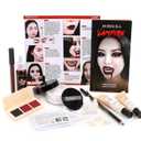 Halloween Vampire Makeup Kit, Complete Vampire SFX Make Up Set with Vampire Teeth Fangs, Fake Blood and White Foundation for Cosplay, Costume Party, Stage, Movies & Theater (Vampire SFX Makeup Kit)