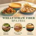 Large Wheat Straw Plates 11 Inch, Unbreakable Dinner Plate Set for 8, Plastic Plates Reusable, Microwave and Dishwasher Safe Kitchen Plate for Holiday, Party, BBQ - Multi