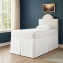Cottington Lane Tailored Box Pleated College Dorm Sized Bed Skirt Twin XL, Hotel Quality Premium Brushed Microfiber Extra Long Bedskirt Twin XL 34 Inch Drop, White