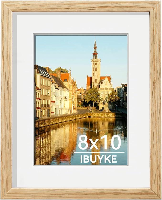 IBUYKE 8x10 Picture Frame, Solid Oak Wood 8x10 Photo Frame with Mat to 5x7, 10x8 Picture Frames With Tempered Glass, Tabletop or Wall Mount Display, Home Decor, Natural Oak 8 x 10 Frame (2 Pack) IBUYKE 8x10 Picture Frame, Solid Oak Wood 8x10 Photo Frame with Mat to 5x7, 10x8 Picture Frames With Tempered Glass, Tabletop or Wall Mount Display, Home Decor, Natural Oak 8 x 10 Frame (2 Pack)