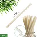 Extra Wide Bamboo Fiber Boba Straws 12mm, 200 Pack Biodegradable Nature Planted Based Jumbo Smoothis Straw, Compostable Milkshake Straws, Perfect Alternative to Plastic Straw, 12*230mm
