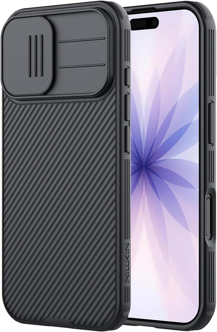 Nillkin for iPhone 17 Case with Slide Camera Cover, Thin Slim Fit, Shockproof Protective, Protector Privacy, Phone Case iPhone 17 Camera Lens Protector 6.3 inch, Black
