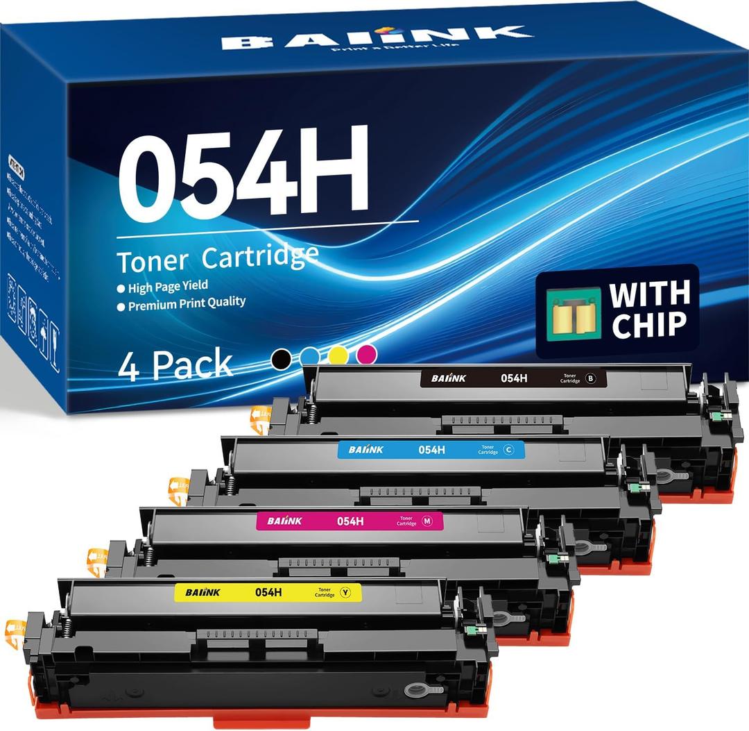 Compatible 054 Toner Cartridge Set Replacement for Canon 054 054H Toner Cartridge Compatible with Color ImageClass MF644Cdw LBP622Cdw MF642Cdw MF641Cdw MF641Cw Printer (1B 1C 1M 1Y, 4 Pack)