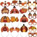 BBTO 18 Pcs Thanksgiving Party Supply Thanksgiving Eyeglasses Turkey Headbands Turkey Eyewear Frame Pumpkin Photo Props for Adults Fall Harvest Party Decoration Accessories