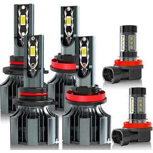 Fit For 2015 2016 2017 2018 2019 2020 2021 Honda CRV Light Bulbs,9005/HB3 Hi Beam + H11/H9/H8 Lo Beam + H11 Fog Lights 6500K White Light Combo Kit, Plug-N-Play, Powersports Bulbs, 6-Pack