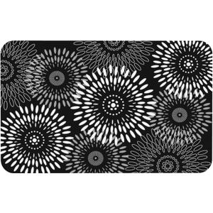 Boho Bath Mat Quick Dry Absorbent Bathroom Rugs Rubber Non Slip Thin Bathroom Mat Eco-Friendly Washable for Bathroom Floor, Tub and Shower, Sink, 20"31.5"Black