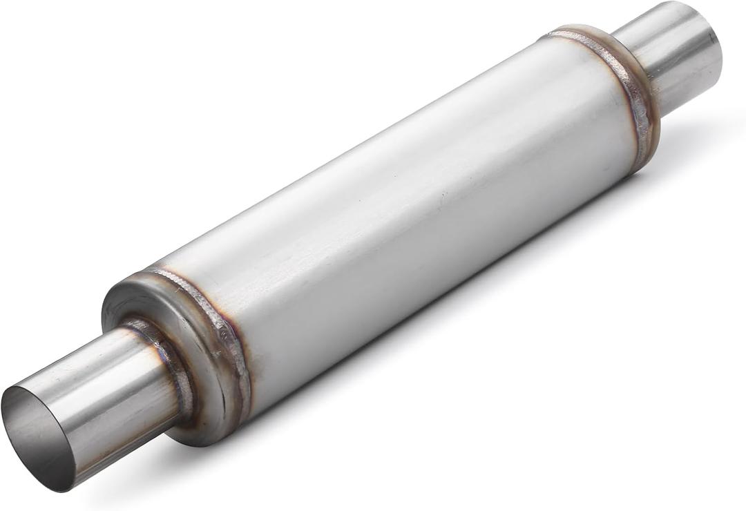 A-KARCK 2.25" Inlet Exhaust Resonator, 2.25" Inlet 2.25" Outlet 20" Overall Length Resonator Stainless Steel