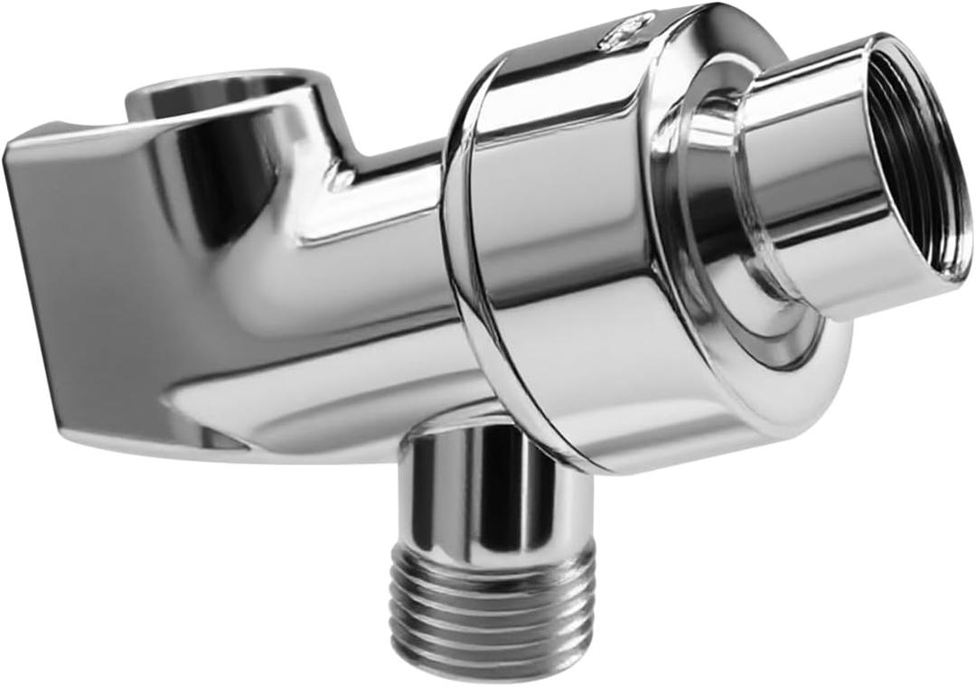Plastic Shower Head Holder for Hand Held Showerhead Adjustable Shower Arm Mount for Connecting Shower Arm and Shower Hose Premium ABS Bracket with Brass Swivel Ball Joint Connect (Chrome)