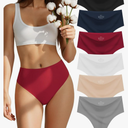 Seamless Underwear for Women Cotton Thongs High Waisted Soft Breathable No Show Panties Invisible Stretch 6 Pack Size S