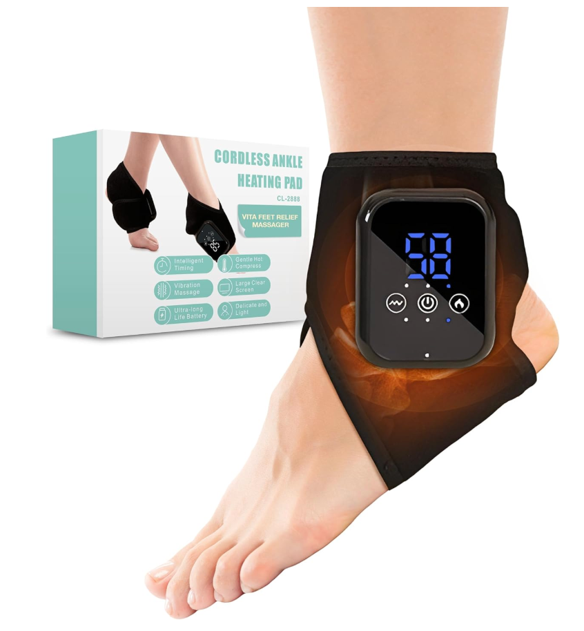 Vita Feet Relief Ankle Heating Pad with Vibration – Foot & Leg Relaxation Support – Cordless Portable Calf Wrap for Comfort & Recovery