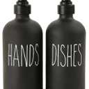 MOMEEMO Black Soap Dispenser Set, Contains Dish and Hand Soap Dispenser, Suitable for Kitchen Decor and Accessories. (Black) (H&d Black With Tray)