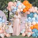 Blue and Orange Balloon Arch Kit, Birthday Decorations Balloon Garland Kit with Retro Sea Blue and Orange Balloons Print Balloons for Themed Birthday Party Baby Shower Party Supplies