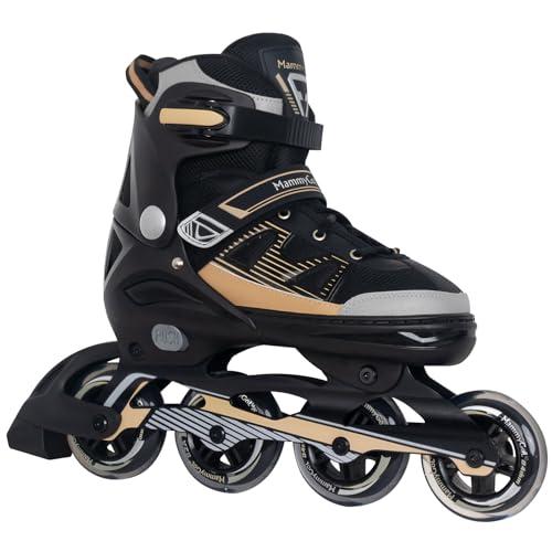MammyGol Adult Inline Skates for Men Women, Blades Roller with Carbon Steel Bearings, TPR Brake, 3D Mesh, EVA Lining, PVC Upper | Adjustable Size Better Fit for Beginner Skating Enthusiasts Khaki