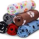 Comsmart Dog Blankets for Small Dogs, 6 Pack Puppy Blanket Cute Paw Print Pet Blanket for Dog, Puppy, Cat, Kitten, 24x28 inches (Multi-colored)