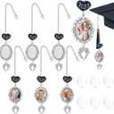 6 Pcs Personalized Memorial Graduation Cap Photo Charm Class of 2025 Tassel Charms DIY Custom Graduate Gifts for Ceremony Picture Decoration, Congratulations Gift, Grad Cap Decorations